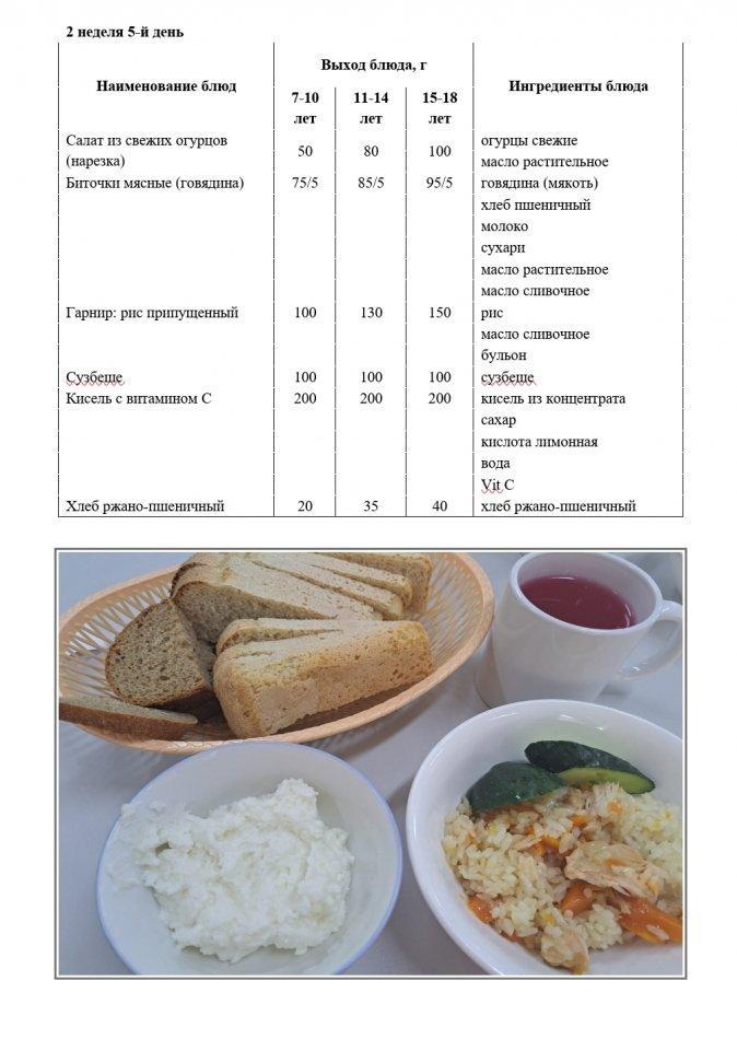 09.09.2022 күніне арналған ас мәзірі / Меню на 09.09.2022
